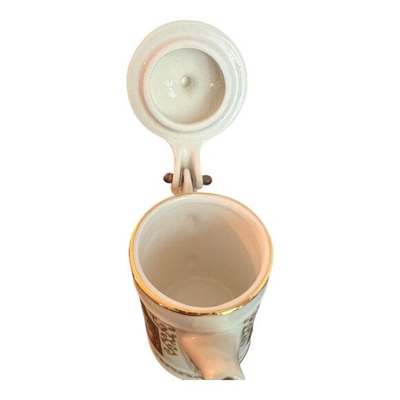 Vtg Aurora Ceramiche Made Italy Porcelain Teapot Hinged Lid & Gold Trim 4.5" Tal - Picture 4 of 9